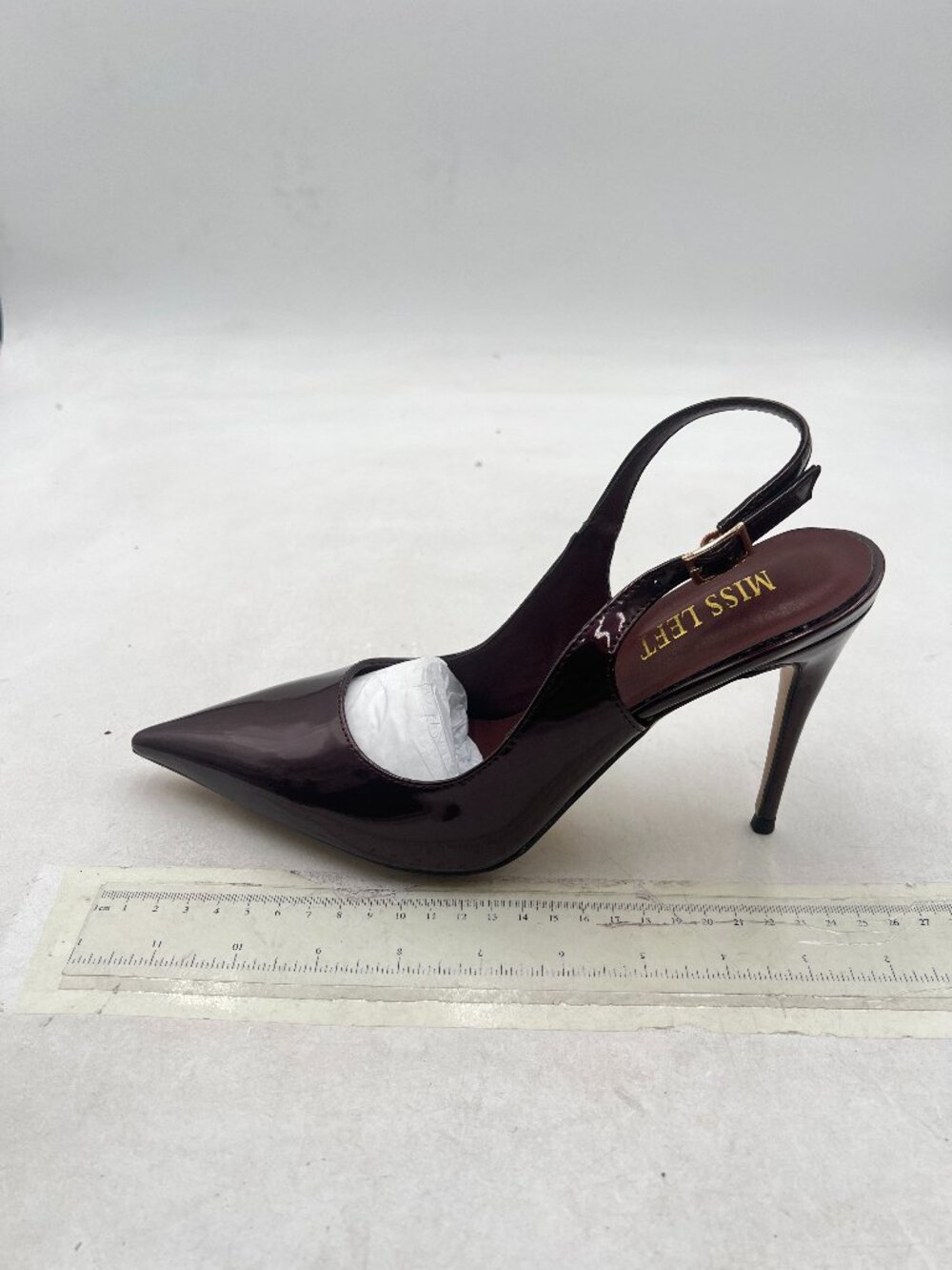 miss left Brown Stiletto Slingback Closed Pointy Toe High Heel Pump Slip On Shoe